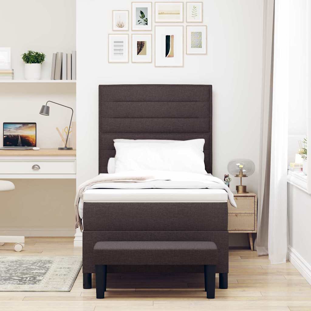 Letto a molle con testiera Marrone Scuro 100 x 200 cm Tessuto | homemem39