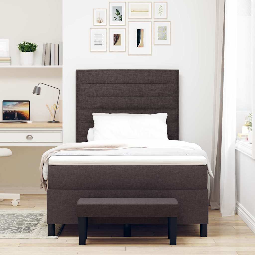 Letto a molle con testiera Marrone Scuro 120 x 190 cm Tessuto | homemem39