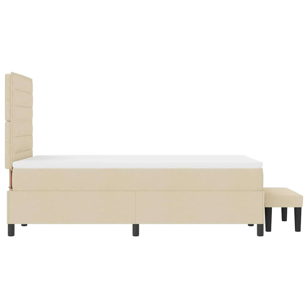 Letto a molle con testiera Crema 120 x 190 cm Tessuto | homemem39