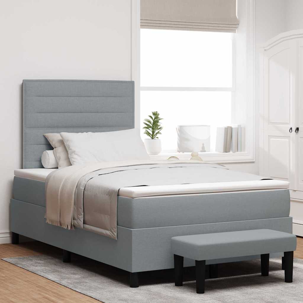 Letto a molle con cuscino Grigio chiaro 120 x 200 cm Tessuto | homemem39