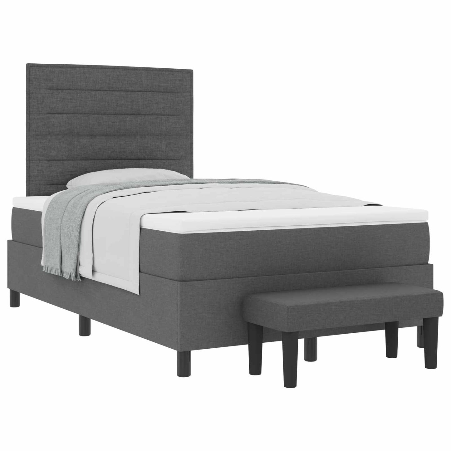 Letto a molle con cuscino Grigio scuro 120 x 200 cm Tessuto | homemem39