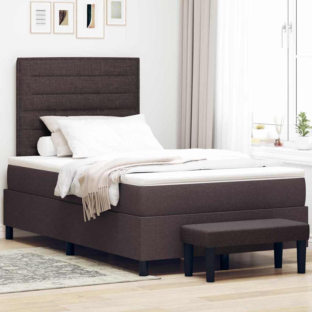 Letto a molle con testiera Marrone Scuro 120 x 200 cm Tessuto | homemem39