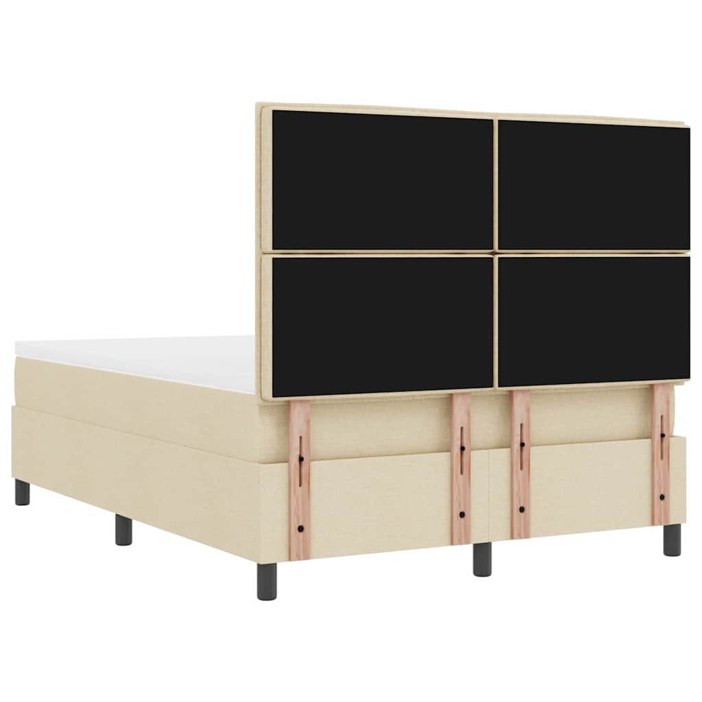 Letto a molle con testiera Crema 140 x 190 cm Tessuto | homemem39