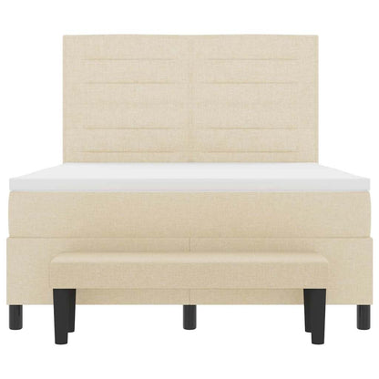 Letto a molle con testiera Crema 140 x 190 cm Tessuto | homemem39