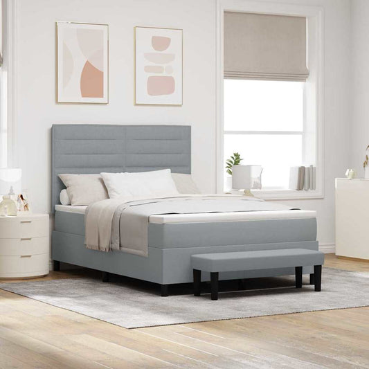 Letto a molle con testiera Grigio chiaro 140 x 200 cm Tessuto | homemem39