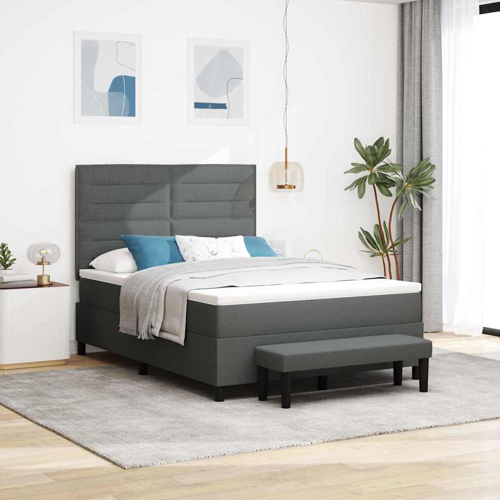 Letto a molle con testiera Grigio scuro 140 x 200 cm Tessuto | homemem39