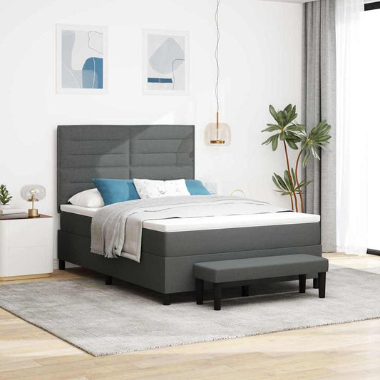 Letto a molle con testiera Grigio scuro 140 x 200 cm Tessuto | homemem39