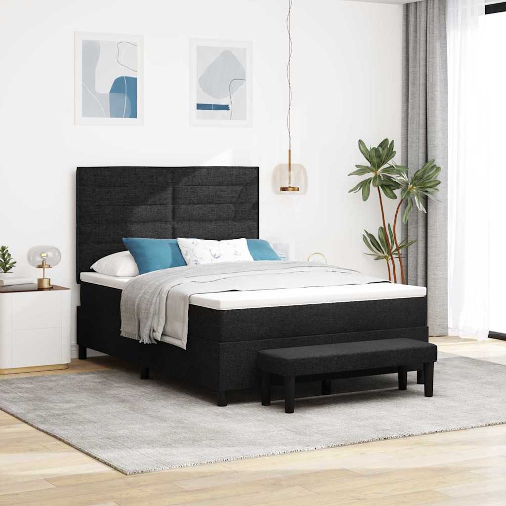 Letto a molle con testiera Nero 140 x 200 cm Tessuto | homemem39