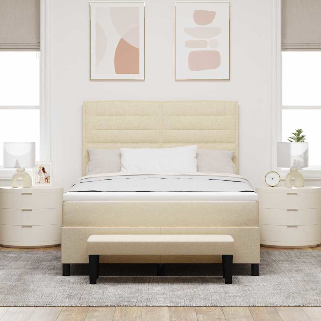 Letto a molle con testiera Crema 140 x 200 cm Tessuto | homemem39