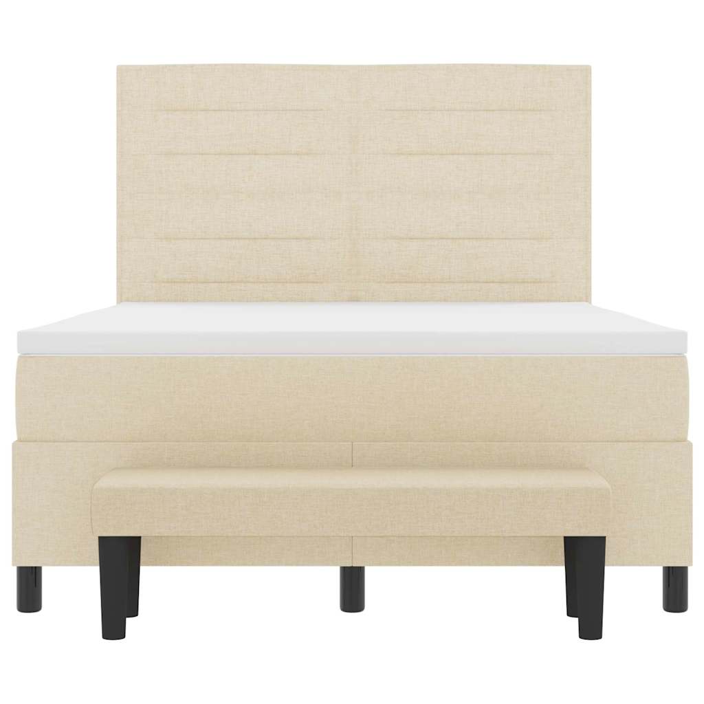 Letto a molle con testiera Crema 140 x 200 cm Tessuto | homemem39