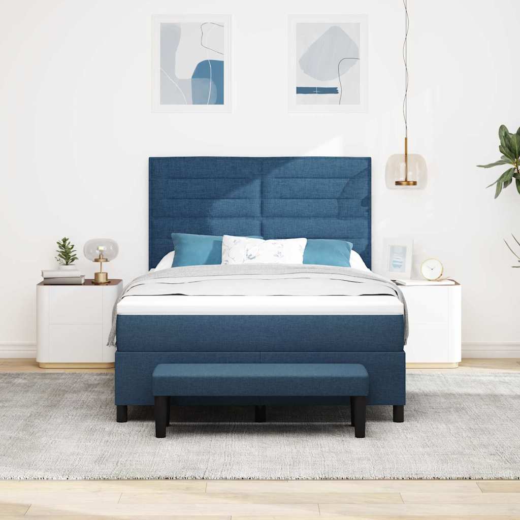 Letto a molle con testiera Blu 140 x 200 cm Tessuto | homemem39