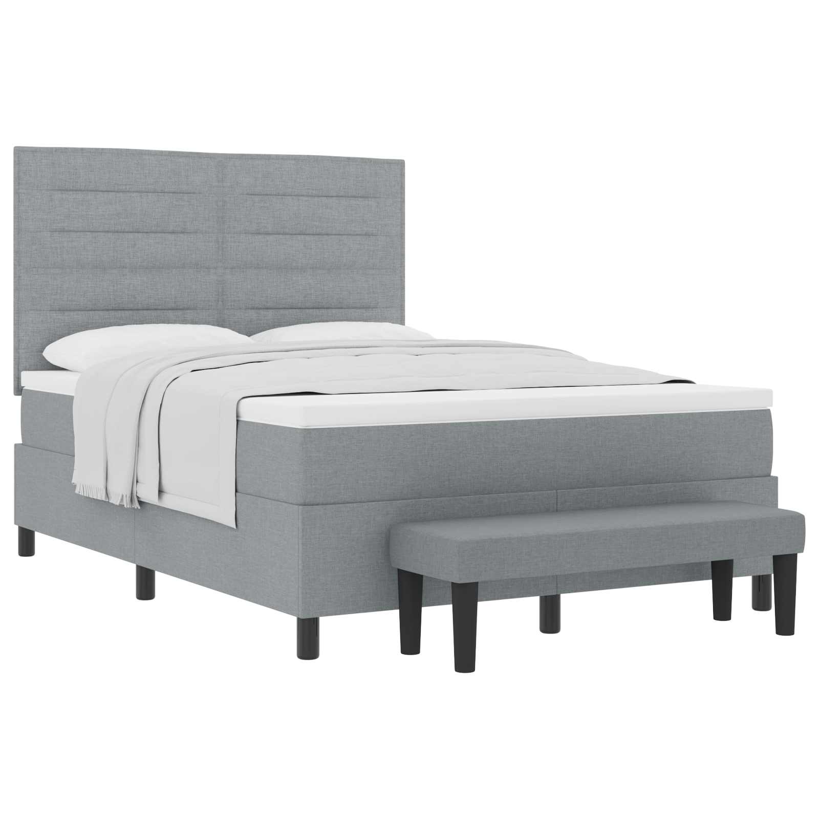 Letto a molle con testiera Grigio chiaro 160 x 200 cm Tessuto | homemem39