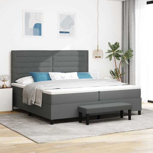Letto a molle con materasso Grigio scuro 200 x 200 cm Tessuto | homemem39