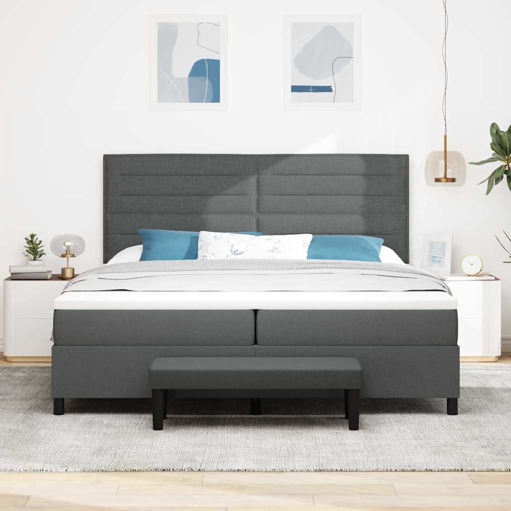 Letto a molle con materasso Grigio scuro 200 x 200 cm Tessuto | homemem39