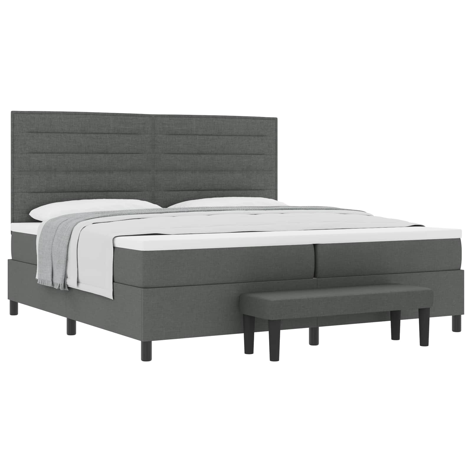 Letto a molle con materasso Grigio scuro 200 x 200 cm Tessuto | homemem39