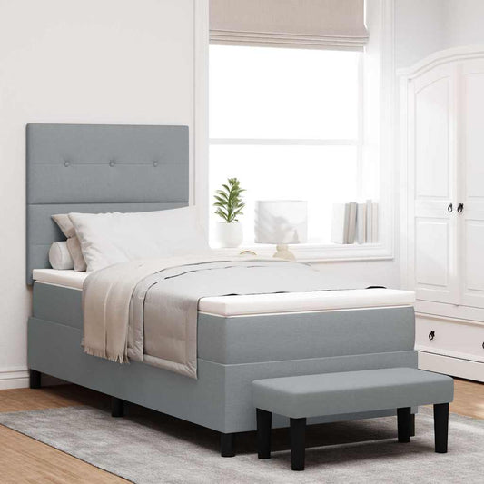 Letto a molle con testiera Grigio chiaro 80 x 200 cm Tessuto | homemem39