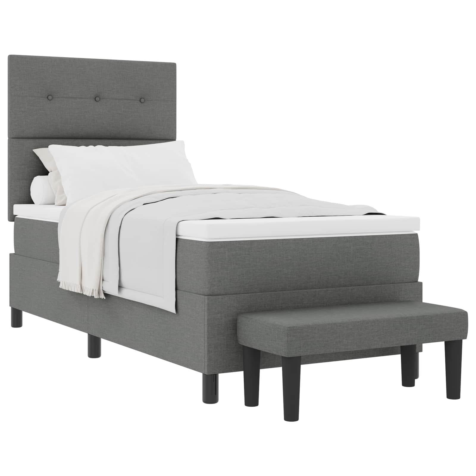 Letto a molle con testiera Grigio scuro 80 x 200 cm Tessuto | homemem39