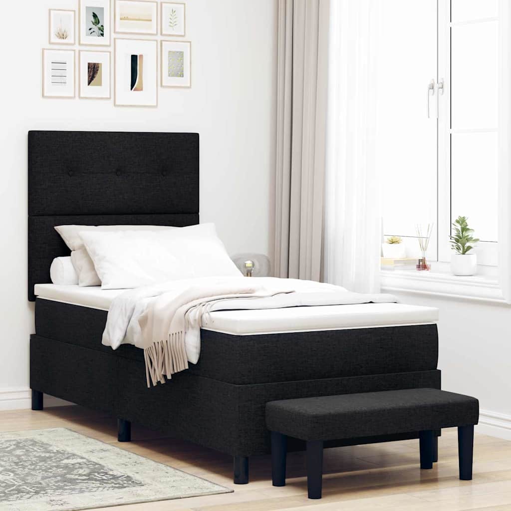 Letto a molle con testiera Nero 80 x 200 cm Tessuto | homemem39