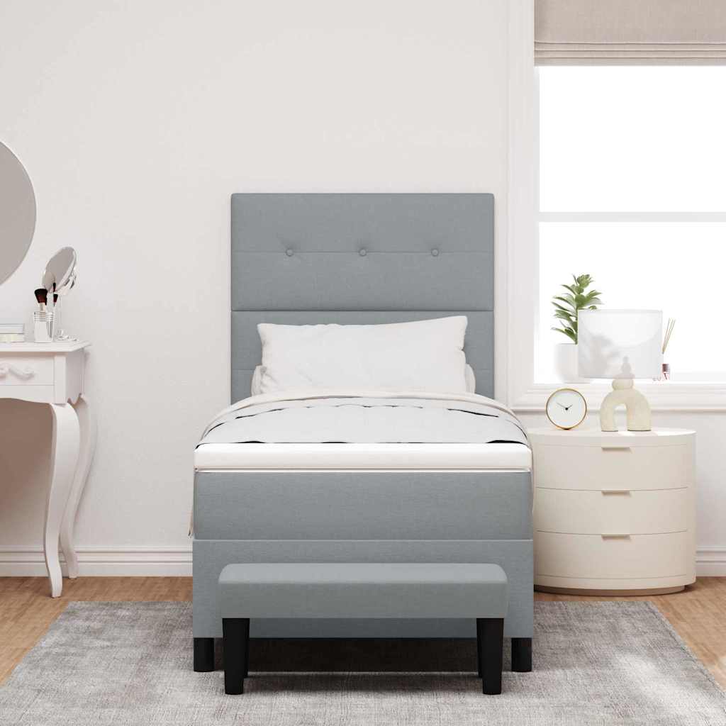 Letto a molle con testiera Grigio chiaro 90 x 190 cm Tessuto | homemem39