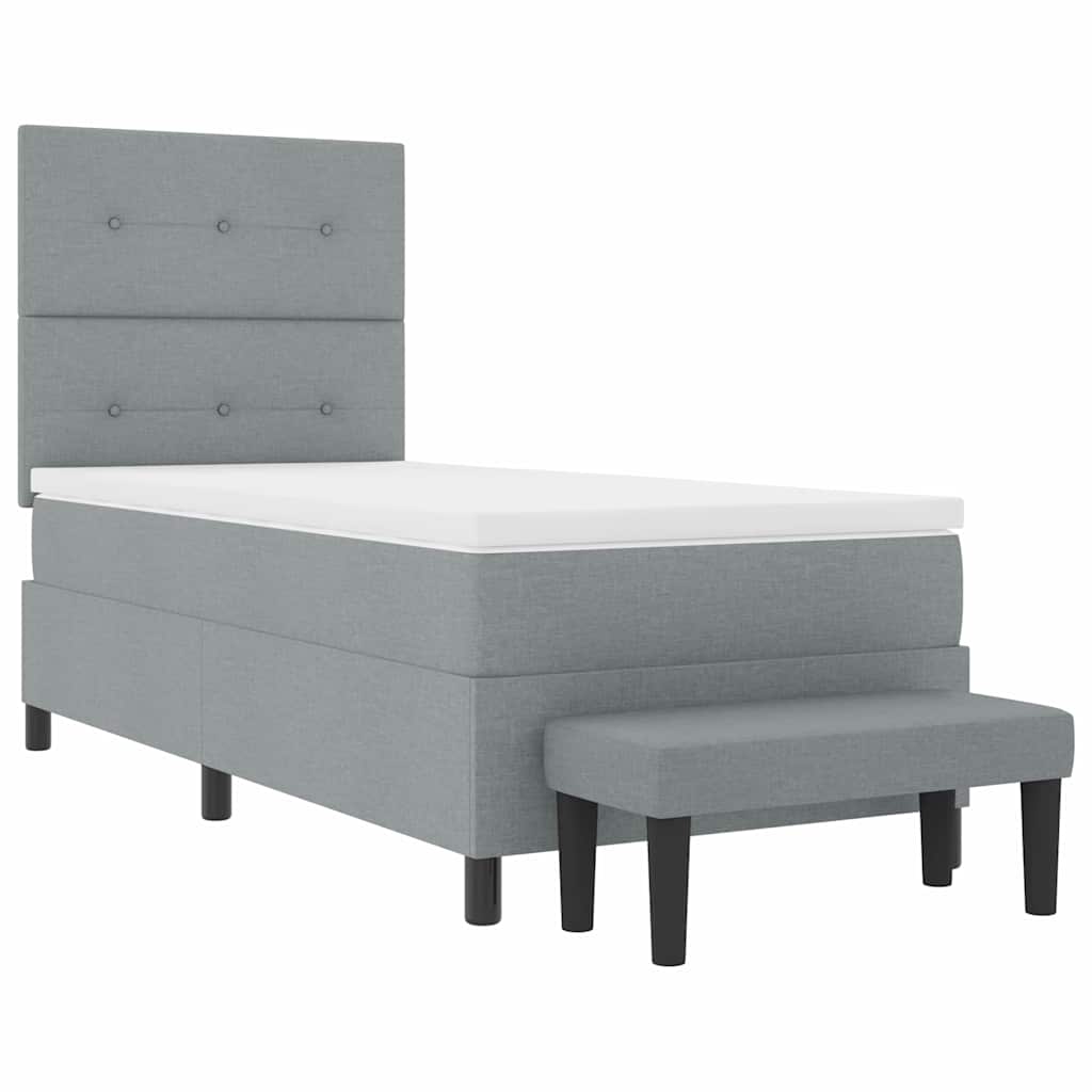 Letto a molle con testiera Grigio chiaro 90 x 190 cm Tessuto | homemem39