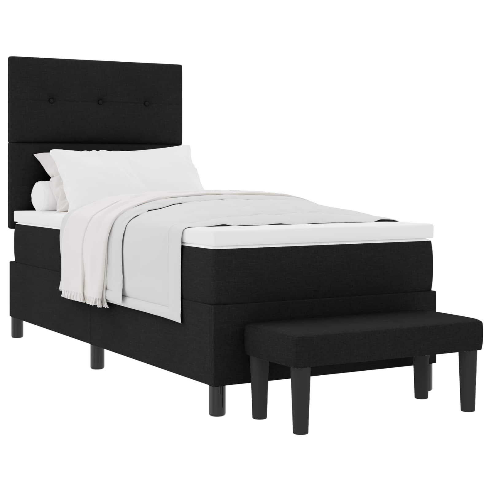 Letto a molle con testiera Nero 90 x 200 cm Tessuto | homemem39