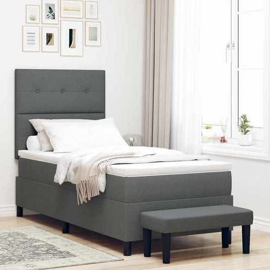Letto a molle con materasso Grigio scuro 100 x 200 cm Tessuto