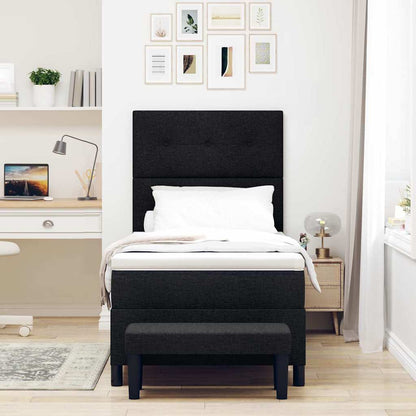 Letto a molle con materasso Nero 100 x 200 cm Tessuto