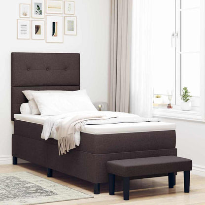 Letto a molle con materasso Marrone Scuro 100 x 200 cm Tessuto