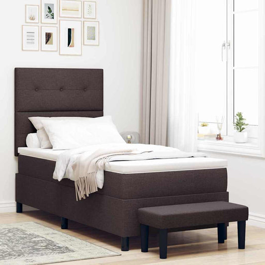 Letto a molle con materasso Marrone Scuro 100 x 200 cm Tessuto