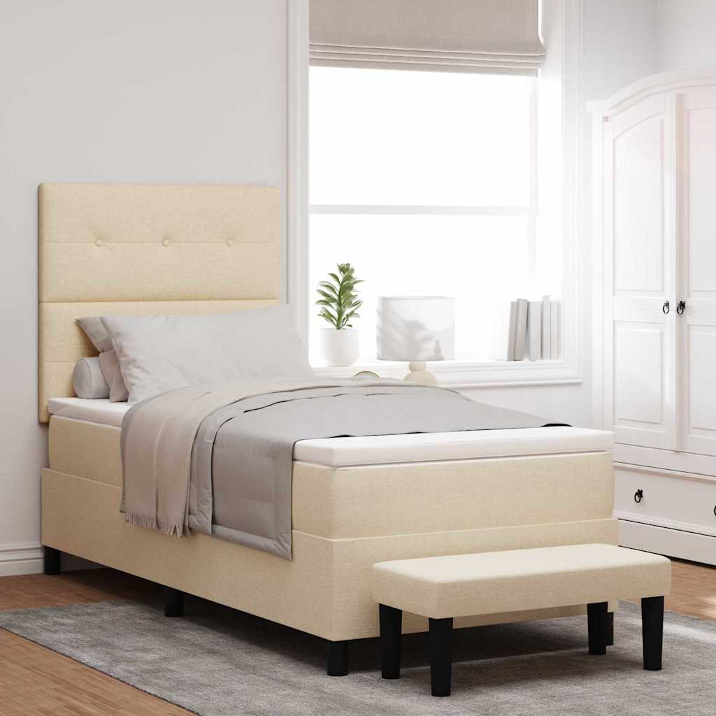 Letto a molle con testiera Crema 100 x 200 cm Tessuto | homemem39