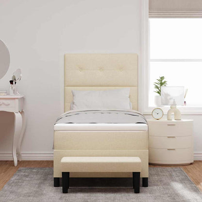 Letto a molle con testiera Crema 100 x 200 cm Tessuto | homemem39