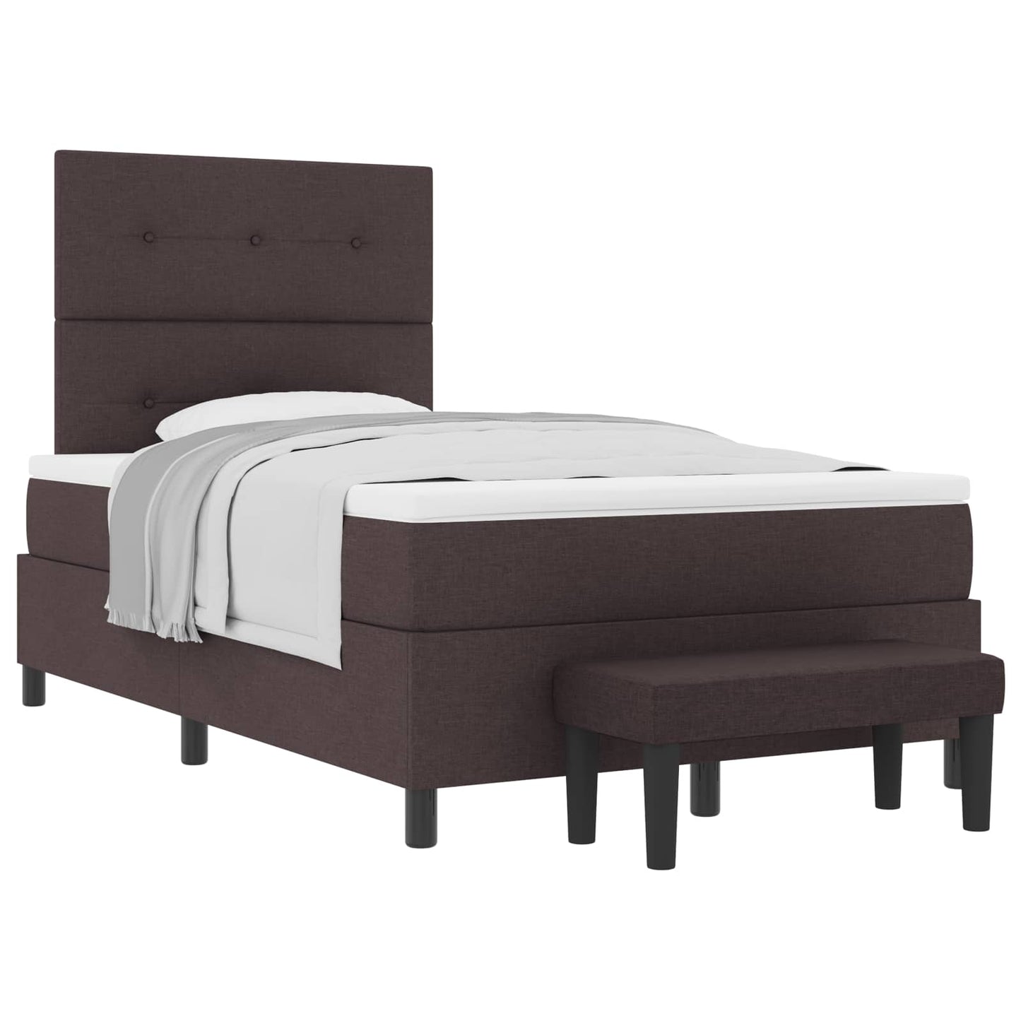 Letto a molle con cuscino Marrone Scuro 120 x 190 cm Tessuto