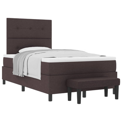 Letto a molle con cuscino Marrone Scuro 120 x 190 cm Tessuto