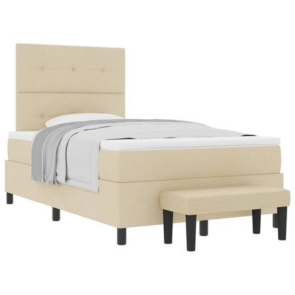 Letto a molle con testiera Crema 120 x 190 cm Tessuto | homemem39