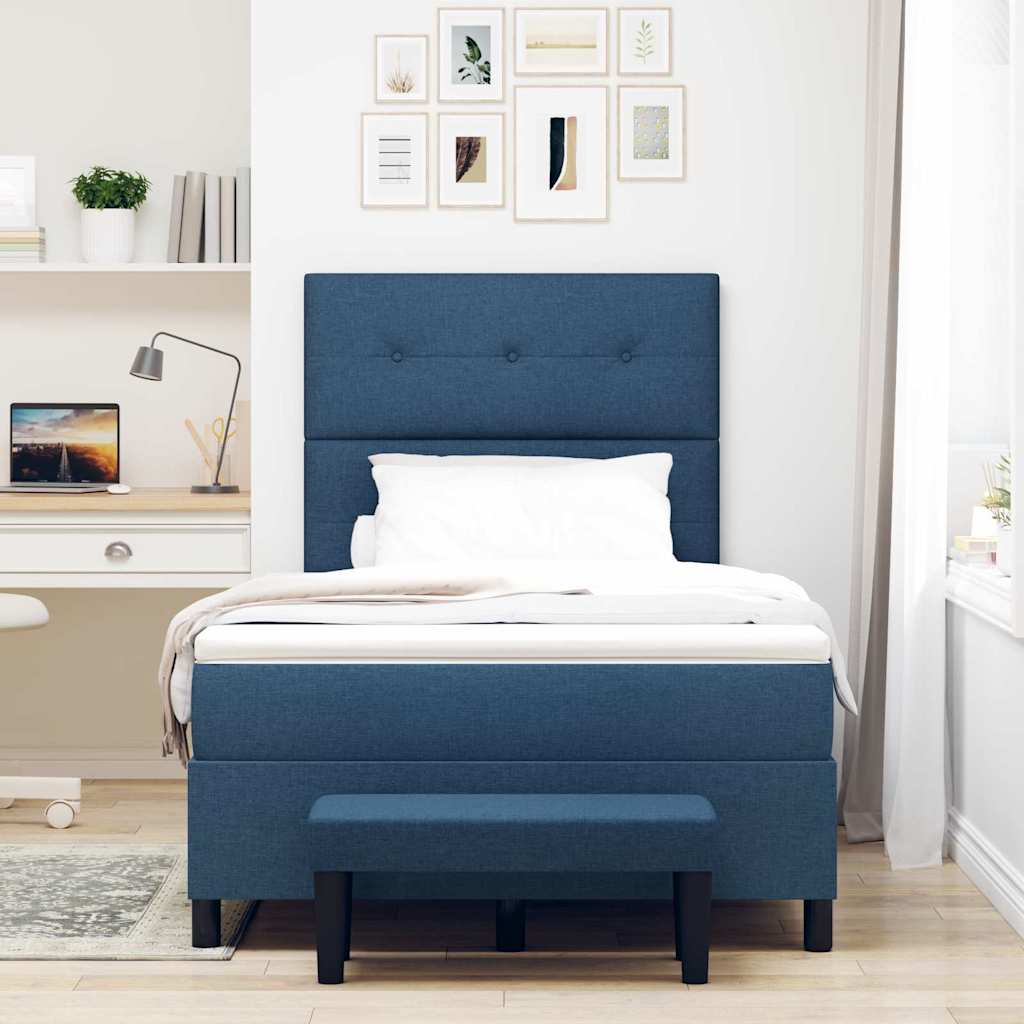 Letto a molle con testiera Blu 120 x 190 cm Tessuto | homemem39