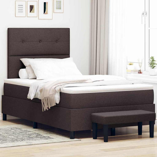 Letto a molle con cuscino Marrone Scuro 120 x 200 cm Tessuto