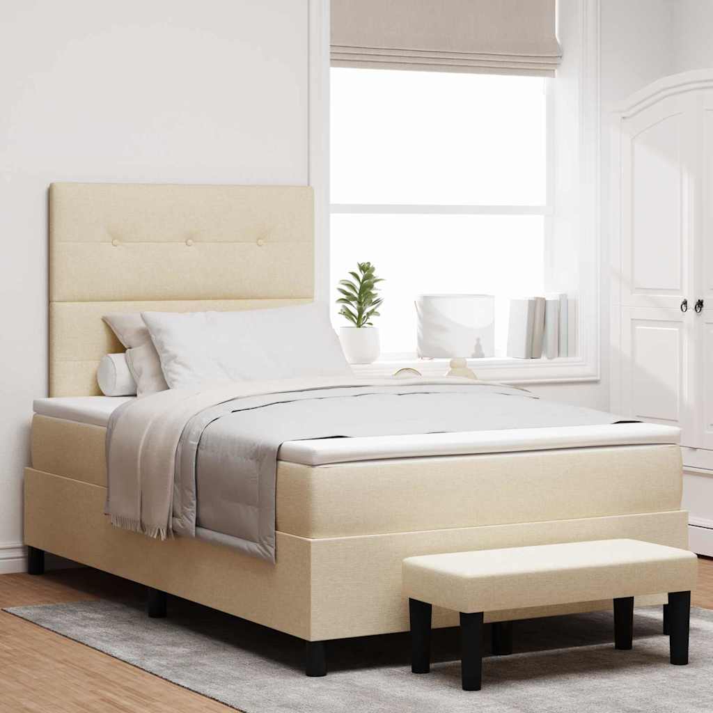Letto a molle con testiera Crema 120 x 200 cm Tessuto