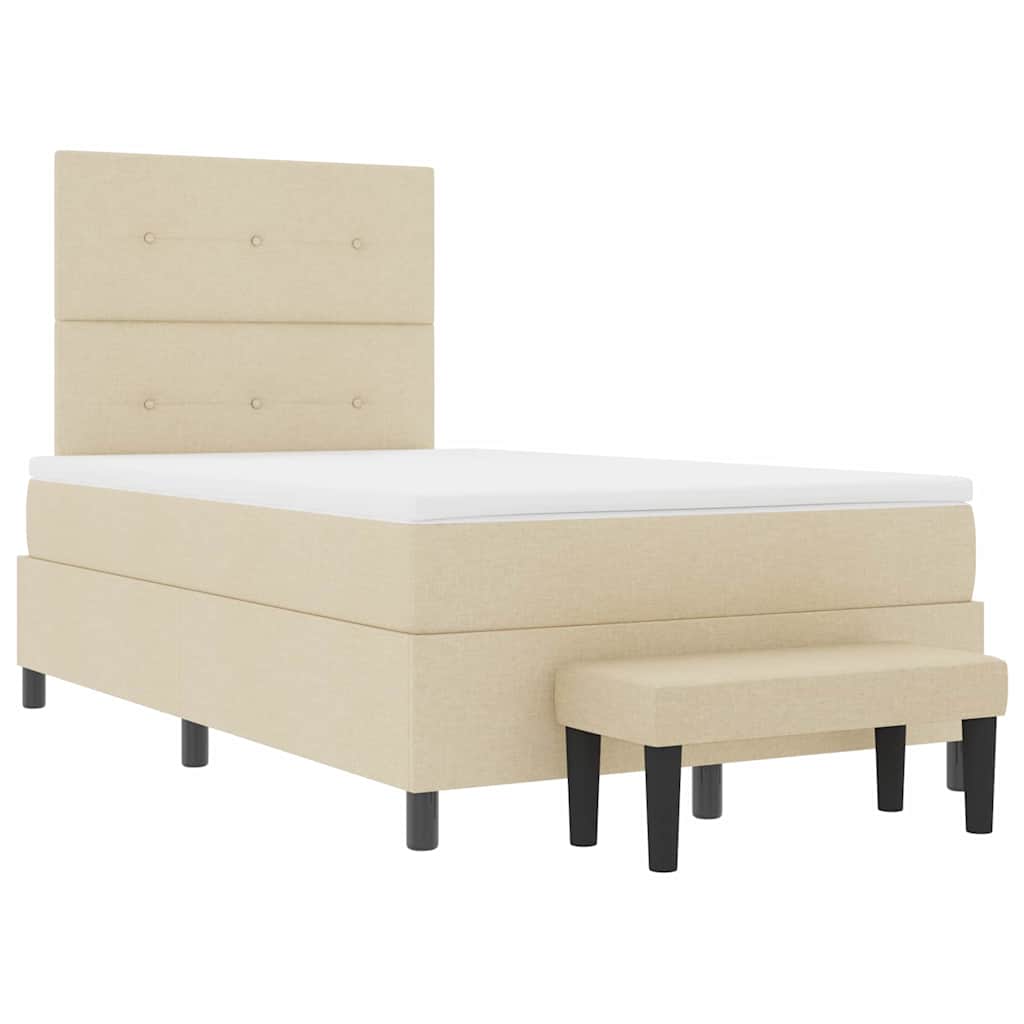 Letto a molle con testiera Crema 120 x 200 cm Tessuto | homemem39