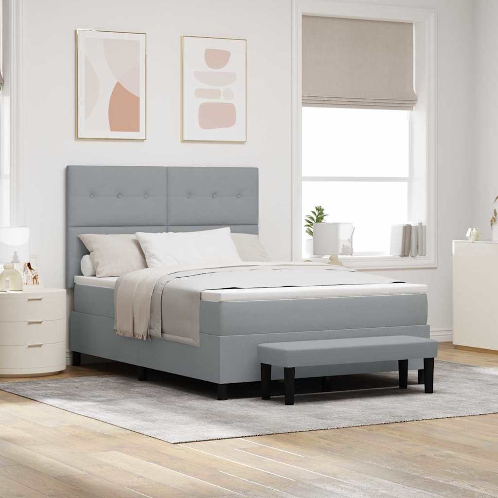 Letto a molle con testiera Grigio chiaro 140 x 190 cm Tessuto | homemem39