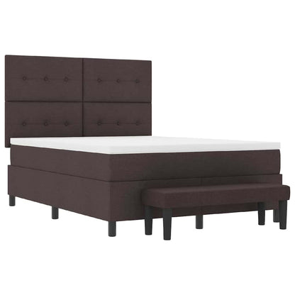 Letto a molle con testiera Marrone Scuro 140 x 190 cm Tessuto | homemem39