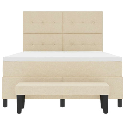 Letto a molle con testiera Crema 140 x 190 cm Tessuto | homemem39