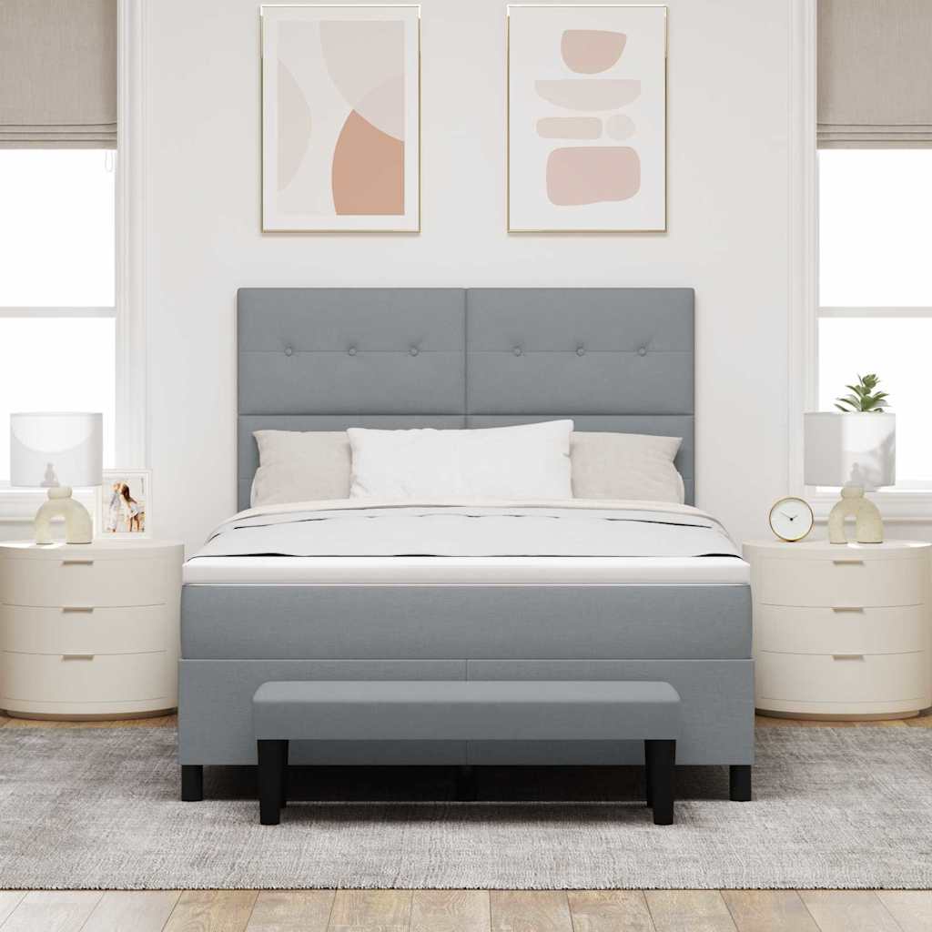 Letto a molle con testiera Grigio chiaro 140 x 200 cm Tessuto | homemem39