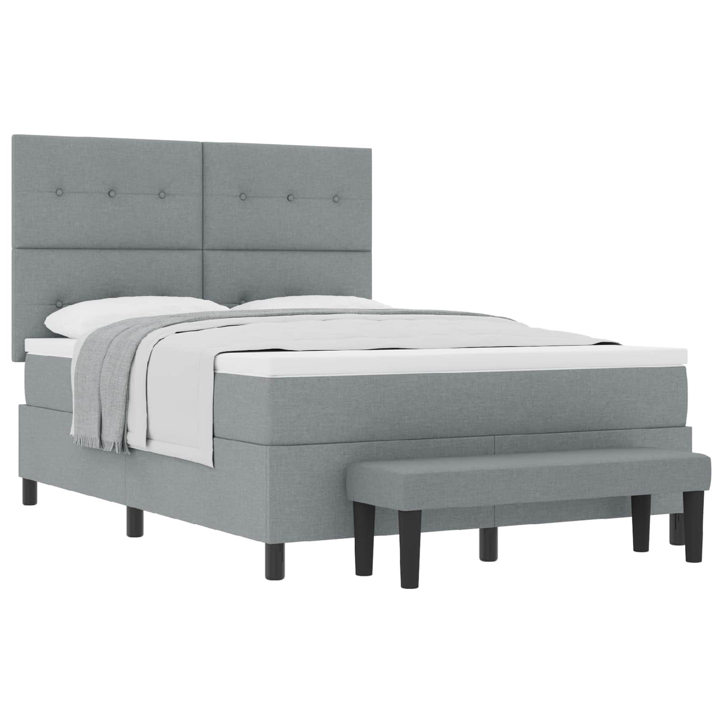 Letto a molle con testiera Grigio chiaro 140 x 200 cm Tessuto