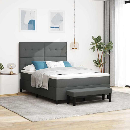 Letto a molle con cuscino Grigio scuro 140 x 200 cm Tessuto | homemem39
