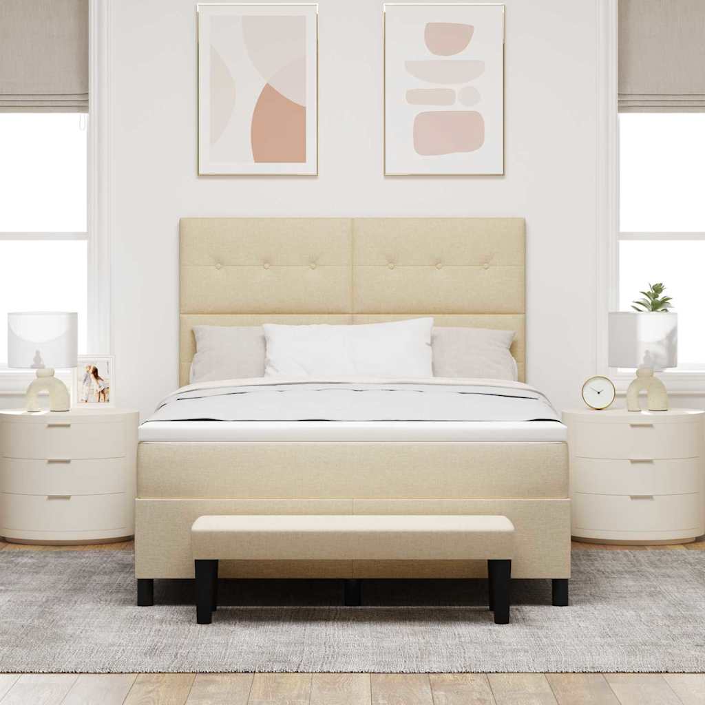 Letto a molle con testiera Crema 140 x 200 cm Tessuto | homemem39