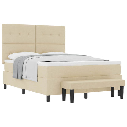 Letto a molle con testiera Crema 140 x 200 cm Tessuto | homemem39