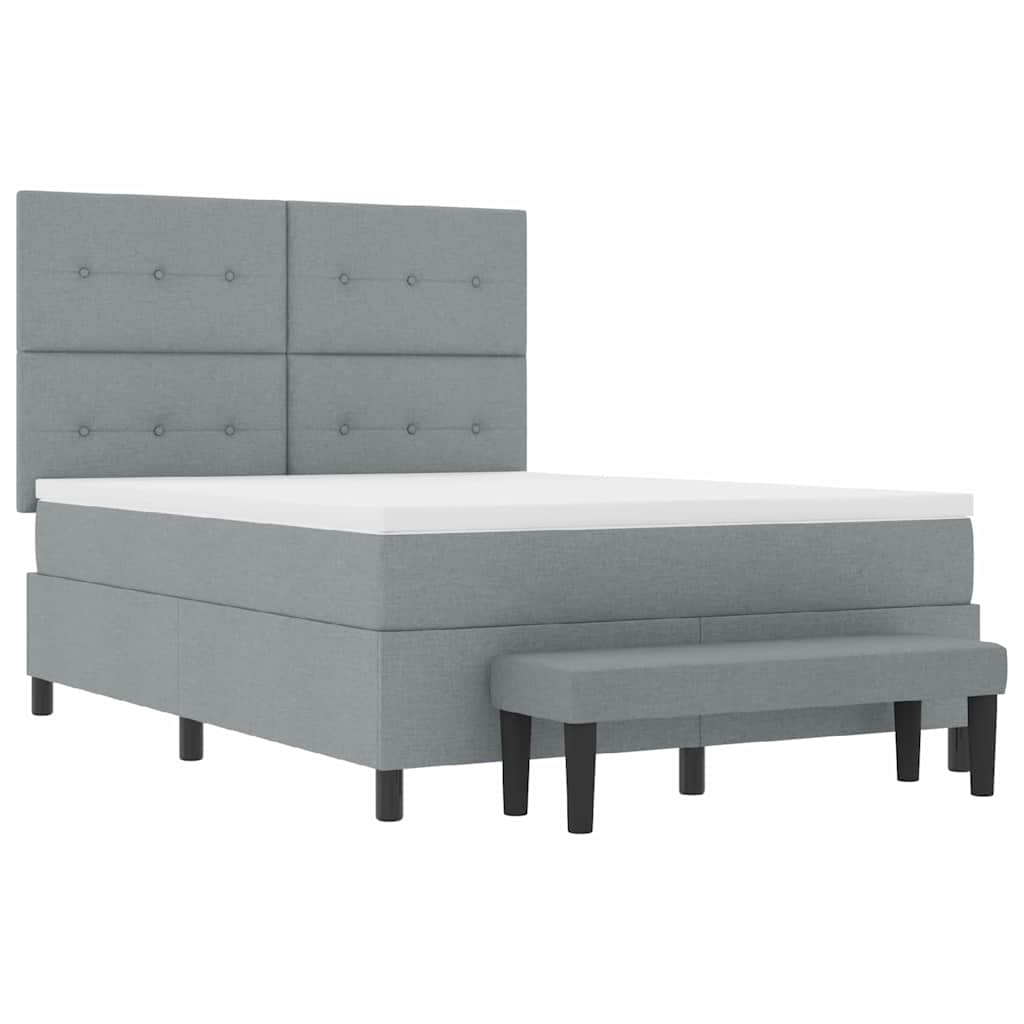 Letto a molle con testiera Grigio chiaro 160 x 200 cm Tessuto | homemem39