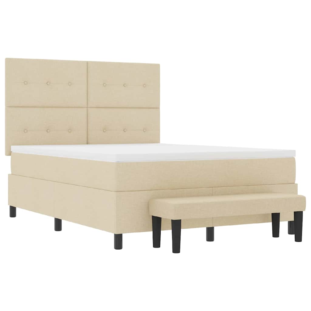 Letto a molle con testiera Crema 160 x 200 cm Tessuto | homemem39