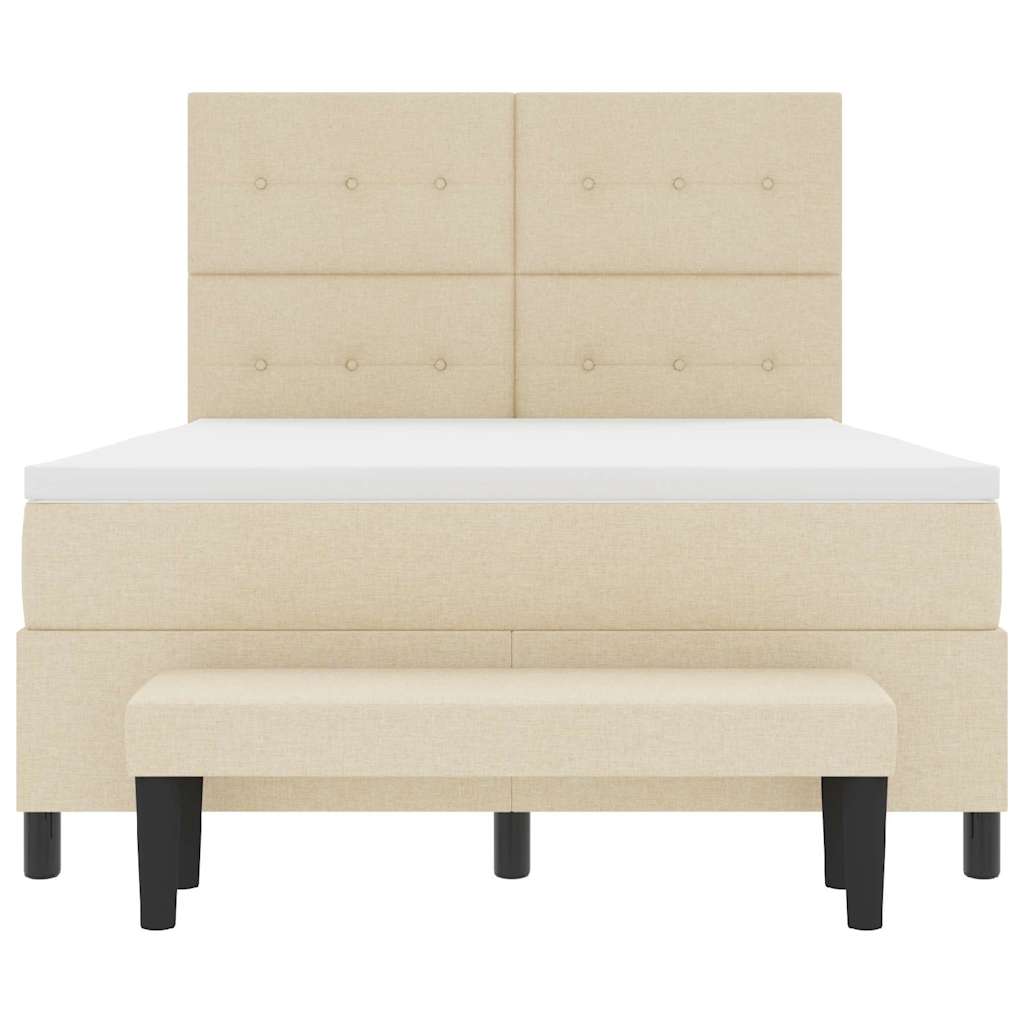 Letto a molle con testiera Crema 160 x 200 cm Tessuto | homemem39