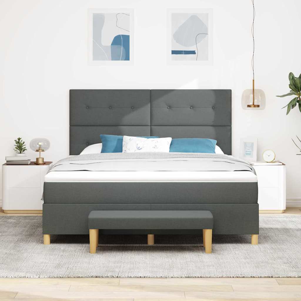 Letto a molle con testiera Grigio scuro 180 x 200 cm Tessuto | homemem39